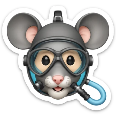a mouse head with scuba gear (scuba mask and snorkel) sticker