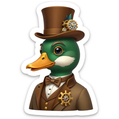 Create a steampunk mallard that has  a monocle glasses
 sticker