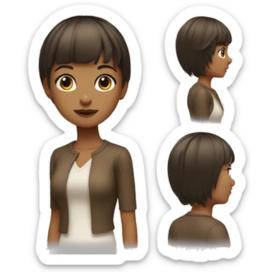 create a girl with brown short hair nd bangs sticker