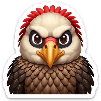 mature vulture with black and red feathers looking straight ahead. sticker