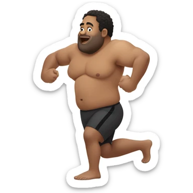 fat white guy shirtless doing push ups sticker