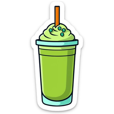 iced matcha latte with boba pearls sticker