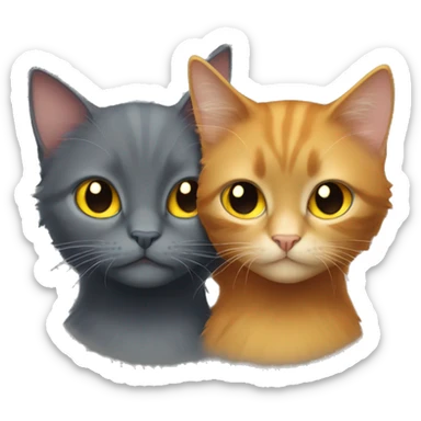 dark grey cat with yellow eyes been hugged by long haired ginger girl with blue eyes sticker