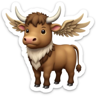 4 legged winged ox emoji light brown body visible too wings on the shoulders only sticker