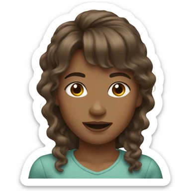 brown haired girl with bangs wavy hair sticker