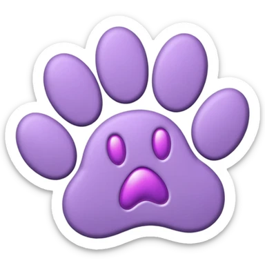 3D lilac purple paw print sticker