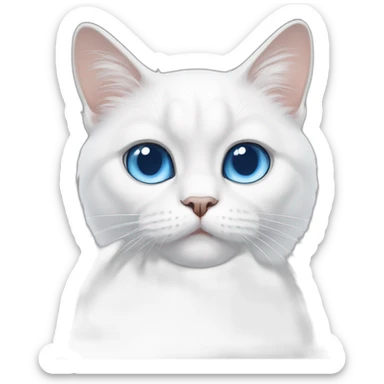 white cat with blue eyes that looks like grumpy cat sticker