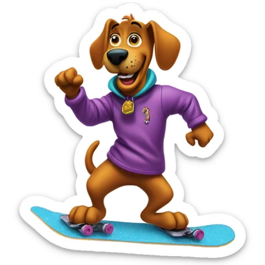 Scooby Doo snowboarding sticker