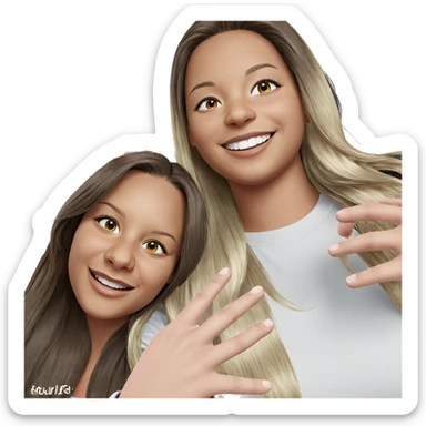 smiling girls with long hair sticker