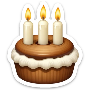 A hazelnut with cream on it which make it look like a birthday cake and some birthday candles on it sticker