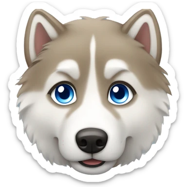 Light brown fluffy husky with blue eyes  sticker