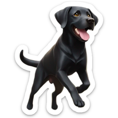 A black Labrador is running and the sun is shining brightly behind him sticker