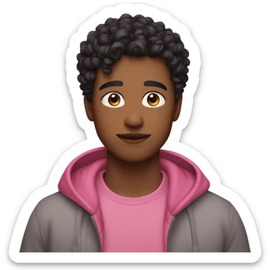 26yo boy with short curly dark hair pink on the sides sticker