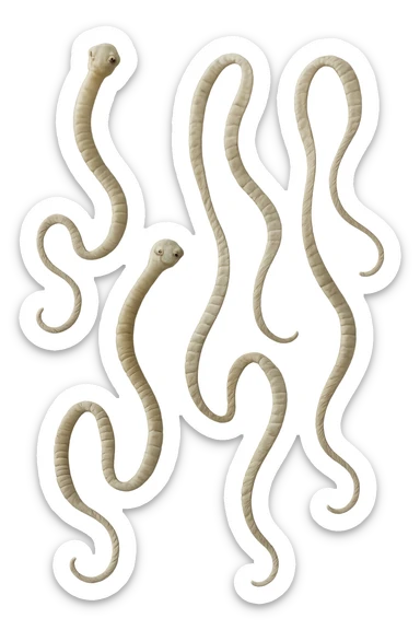 CINQUE PARASSITI COME LA TENIA FLUTTUANO IN ARIA, iperrealistico 4k sticker