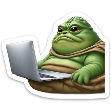Jabba the Hutt from Star Wars with a laptop sticker