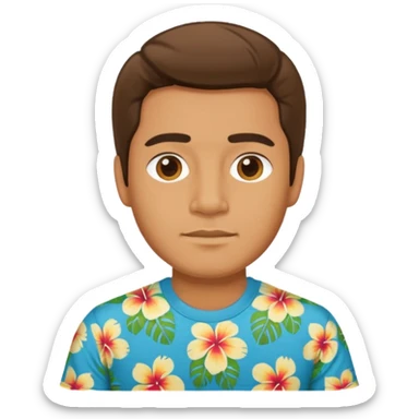 Retro 70s man face in hawaii t-shirt sticker