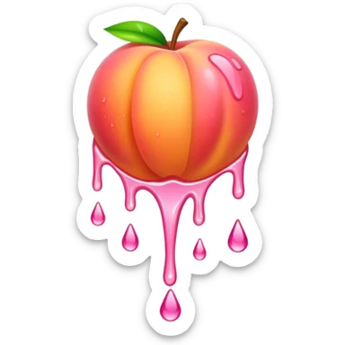 Wet shiny dripping peach sticker