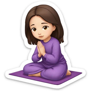 Brunette hair girl praying on the floor sticker