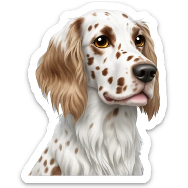 english setter white with small brown dots sticker