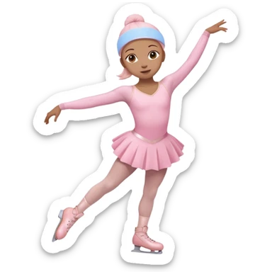 A pretty and beautiful pastel pink Figure Skater emoji  sticker
