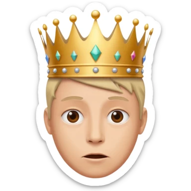 Crown flying off a head, motion lines + absurd expression sticker