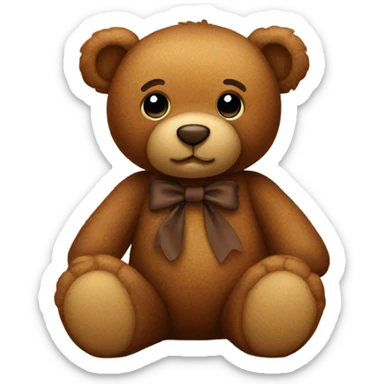 Brown teddy bear with brown bow sticker