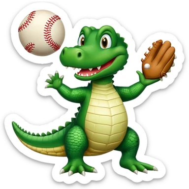 Cute alligator playing baseball sticker
