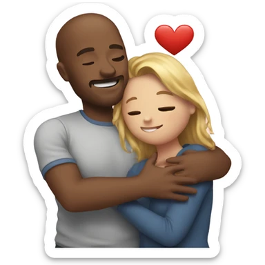 Me hugging my girlfriend smiling with a heart above us sticker