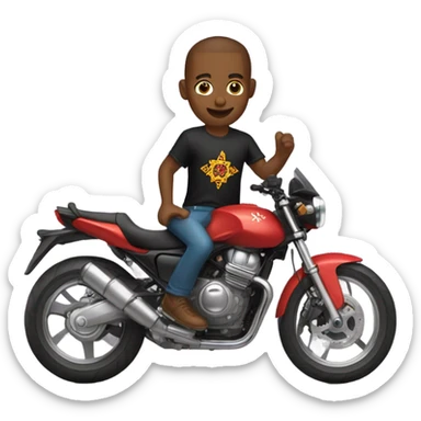 Motorcyclist wearing a t-shirt with ‘Morocco Baby’ logo sticker