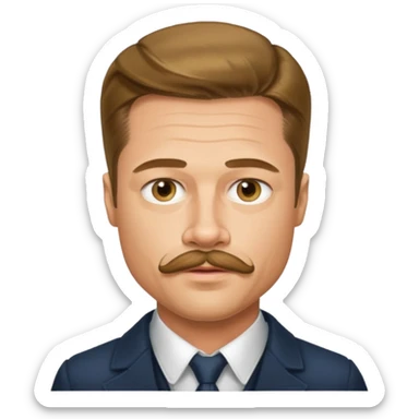 brad pitt with stache sticker