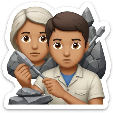 a sculptor during sculpting rock sticker