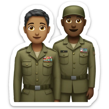 4 army people standing next to eachother sticker