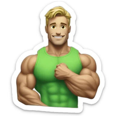 REALISTIC GREEN COLORED BOOK WITH THE PHOTO OF A BODY BUILDER ON IT'S FRONT COVER sticker