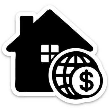 ícono de real estate que refleje a nuestro cliente ideal: Inversionistas globales Que buscan oportunidades rentables en desarrollos de lujo, propiedades con retorno inmediato o gestión profesional de renta. sticker