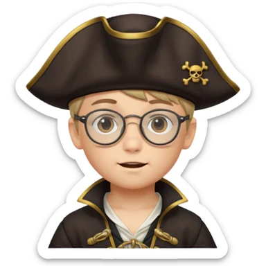 kid boy with pirate costume wearing glasses sticker