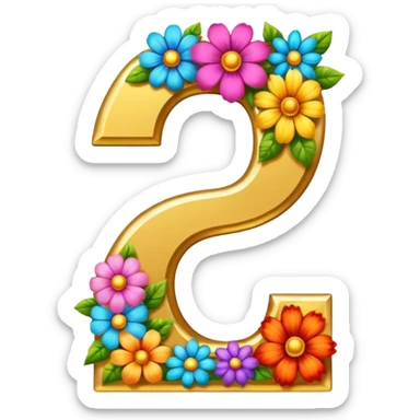thick number 7 heavily decorated with large bright flowers sticker