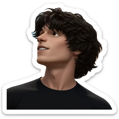 serene boy in black shirt sticker