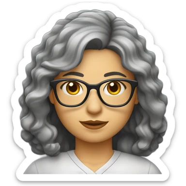 Profesora gordita pelo gris ondulado ondulado y gafas r9sas sticker