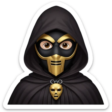 A cultist in a dark cloak with a mask on his face is also dark sticker