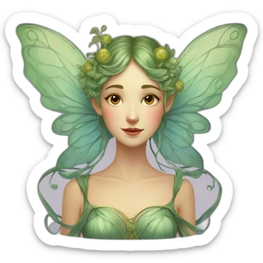 Art nouveau fairy sticker
