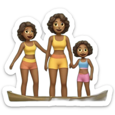 Mamma and two daughters going to the river sticker