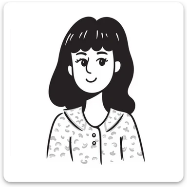 Attractive woman with dark brown bangs and light natural makeup sticker