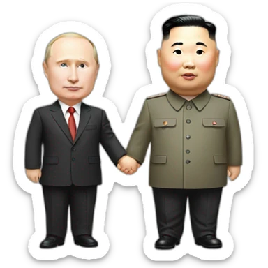 putin and kim jong-un holding hands sticker