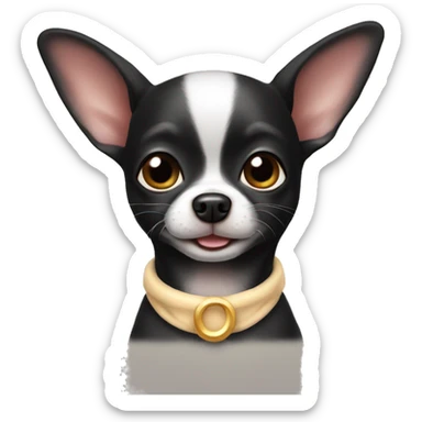 cute happy black chihuahua in bunny costume  sticker