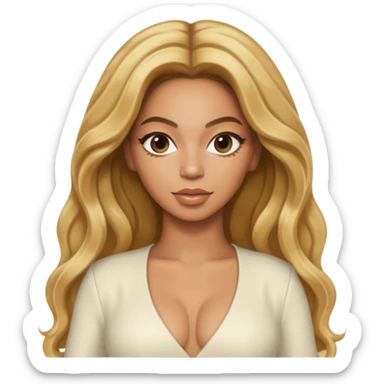 Beyonce with long golden blonde hair, ivory outfit sticker