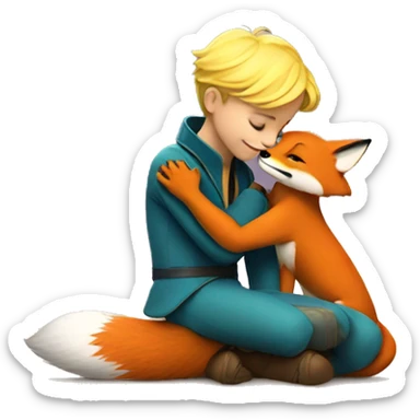The little prince hugs the fox sticker