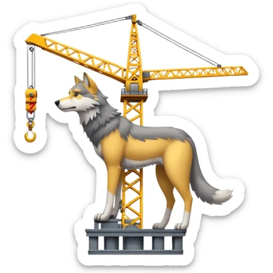  gray wolf rides on a tower crane sticker