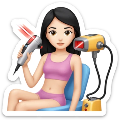 laser hair removal treatment on girl with black hair sticker