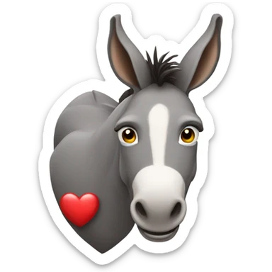 Donkey with a heart  sticker