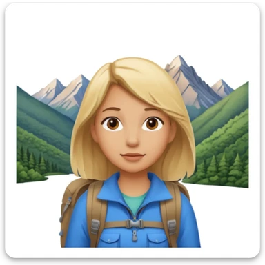 girl backpacking, travelling mountains background sticker